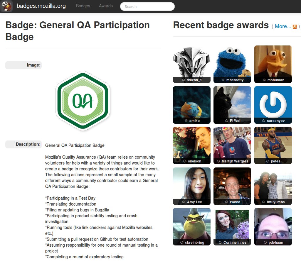 General QA Participation Badge awards