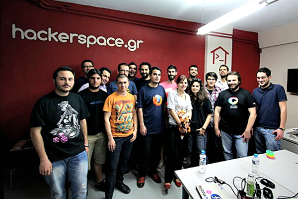 The first meet-up of the Mozilla Greece community at hackerspace.gr in April 2013.